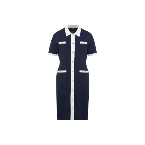 LI NING 1990 Classic Collection Короткий рукав Платье Женское Темно-морская синь