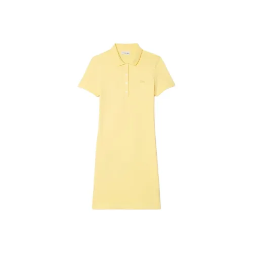 LACOSTE Светло-желтое Женское Короткое Платье с Рукавами