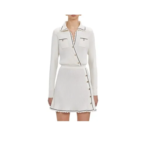 Self Portrait FW22 Длинное Платье с Длинными Рукавами Женское Экрю