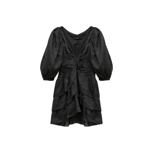 ISABEL MARANT Черное Женское Короткое Платье с Рукавами