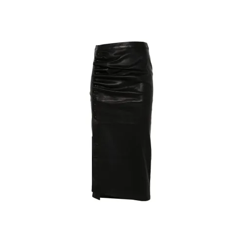 Paco Rabanne SS24 Кожа Длинная Юбка Женская Черная