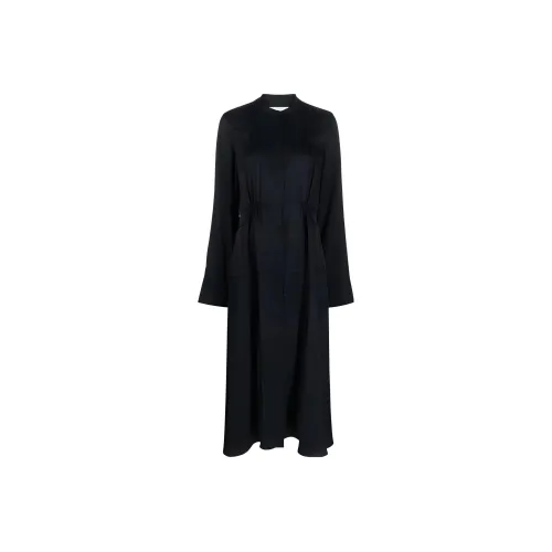 JIL SANDER Черное Женское Длинное Платье с Рукавами