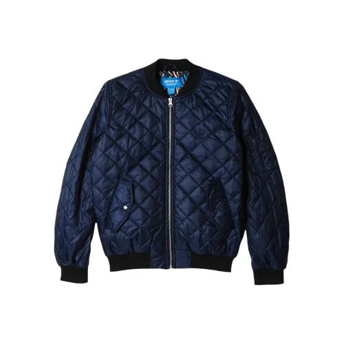 Adidas Originals Хлопковый пуховик женский темно-синий