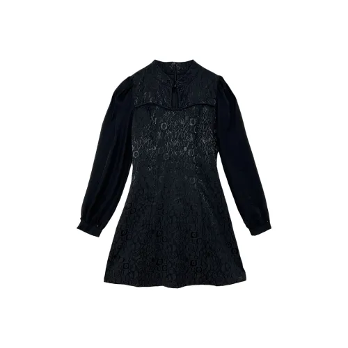 Icicofficial Длинное платье с длинными рукавами женское черное