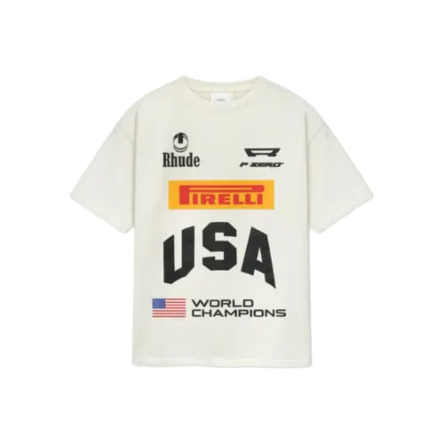 Rhude Pirelli, Collaboration Edition Белая Унисекс Футболка