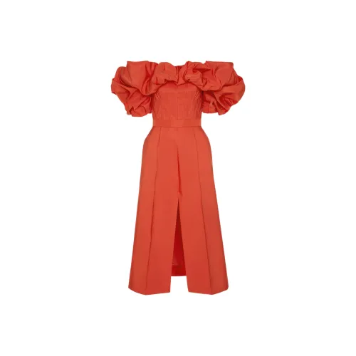 Alexander McQueen Апельсиновые Женские Короткие Платья с Рукавами