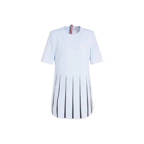 THOM BROWNE Светло-синий Женские Короткие Платья с Рукавами
