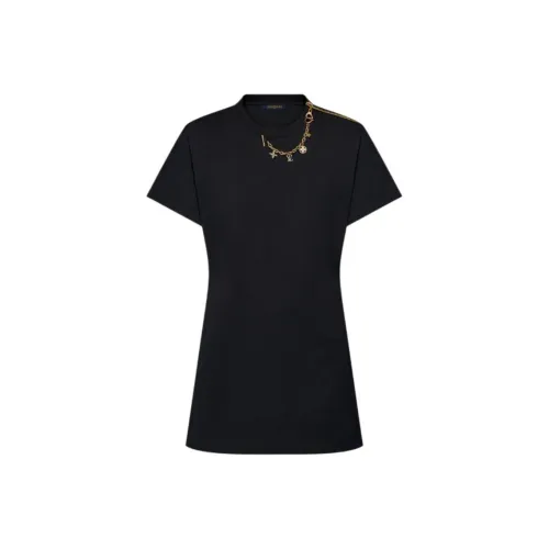 LOUIS VUITTON SS24 Короткое платье с короткими рукавами женское черное