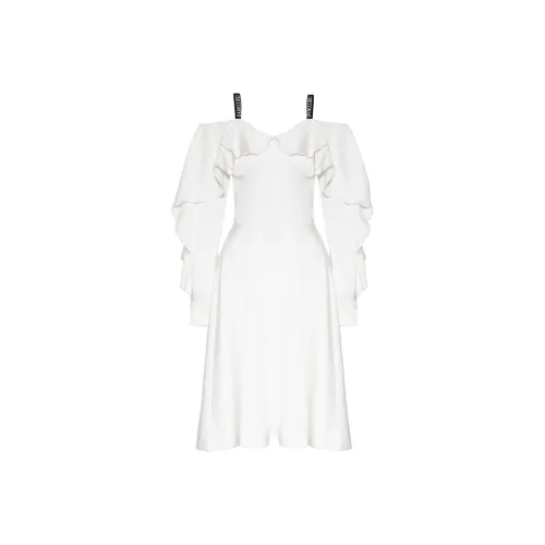 CHICCO MAO Белое Женское Длинное Платье с Рукавами