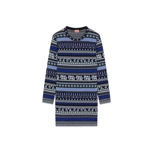 KENZO Blue Женские Длинные Платья с Рукавами
