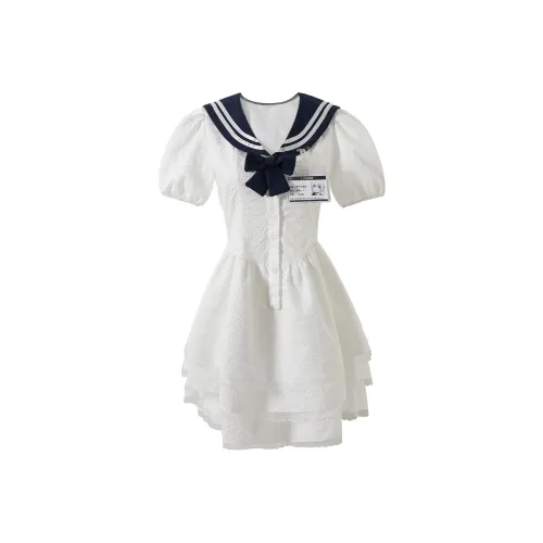 KAZAN Короткий рукав платье женский белый