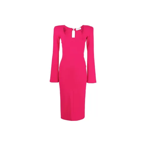 The Attico Розовые Женские Длинные Платья с Длинным Рукавом