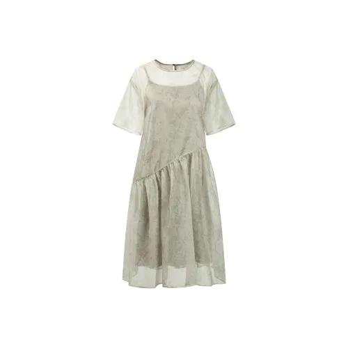 THE SEA LIFE Короткое платье с короткими рукавами женское мерцающий зеленый