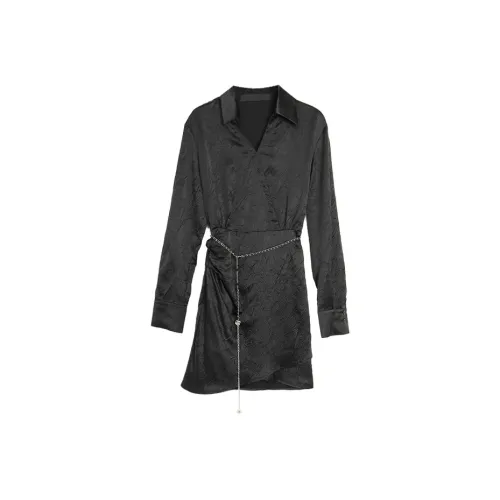 SETIROM Длинное платье с длинным рукавом женское черное