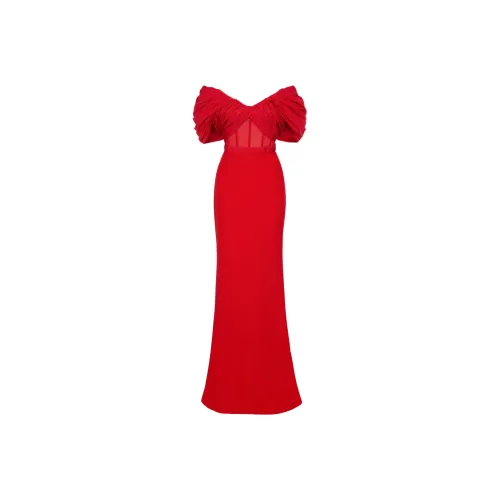 Alexander McQueen Red Женские Короткие Платья с Рукавами