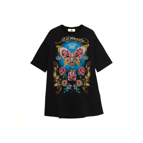 Ed Hardy Черное платье с коротким рукавом E1OAW233 для женщин
