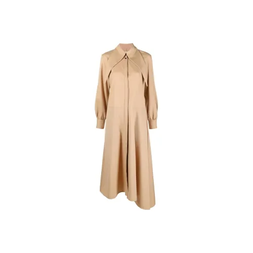 JIL SANDER Хаки Женские Длинные Платья с Рукавами