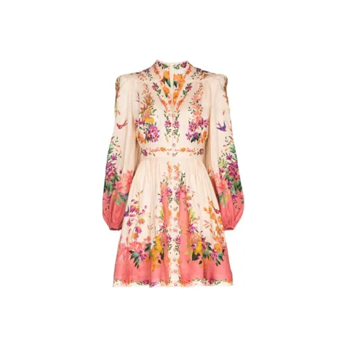 Zimmermann Апельсин Женские Длинные Платья с Рукавами