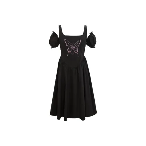 UNIFREE Короткий рукав Платье Женское Черное