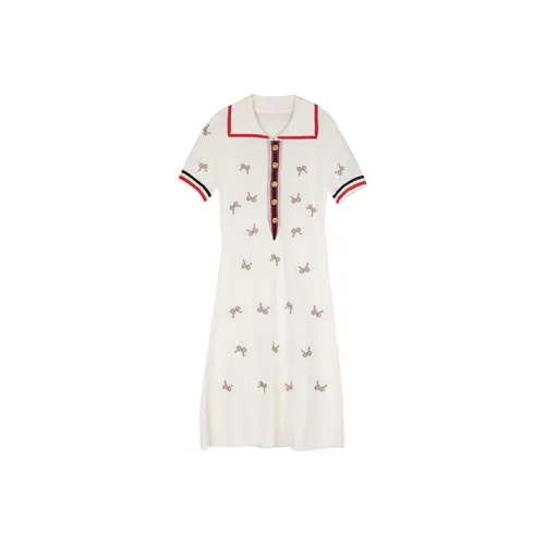 Leather Cat A Линия Юбка Платье Белый