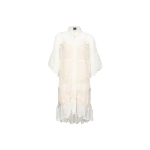 PINKO SS22 Длинное Платье с Длинными Рукавами Женское Белое