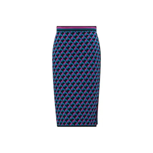 DVF Diane Von Furstenberg FW23 KNIT Длинная Юбка Женская Розовая Синяя