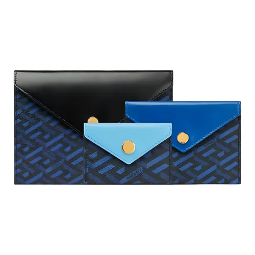 Клатч VERSACE с покрытием из холста и кожаными вставками унисекс черный синий