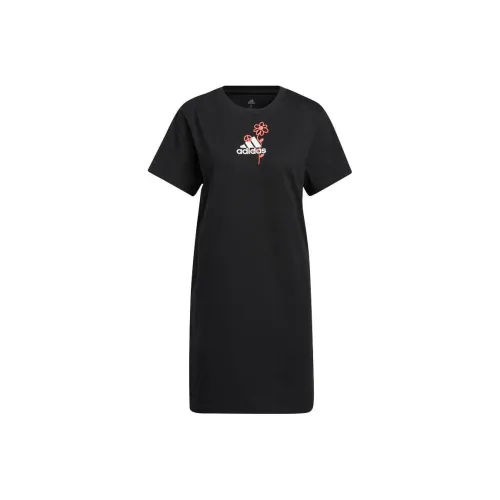 Adidas Короткий рукав Платье Женское Черное