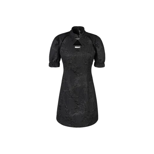 Guuka Hero Черное Женское Короткое Платье с Рукавами