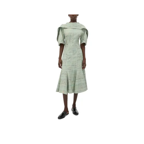 Bottega Veneta FW24 Короткое платье с короткими рукавами женское зеленое