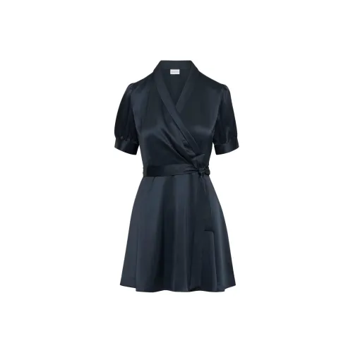 ARITZIA BABATON Hyde Satin Mini Dress Short Sleeved Dress Women's Темно-ночной Темно-синий Темно-ночной Морской