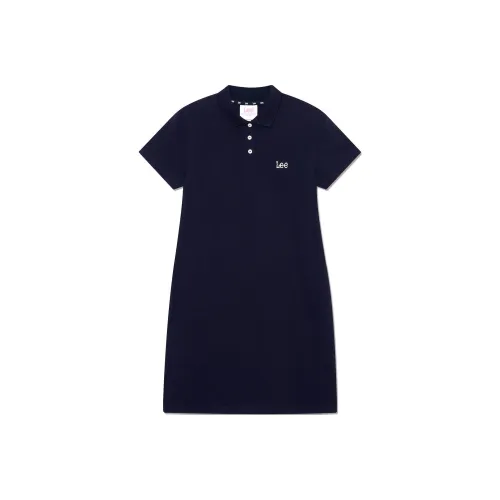 Lee Короткий рукав Платье Женское Морской синий