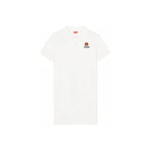KENZO Белое Женское Короткое Платье с Рукавами