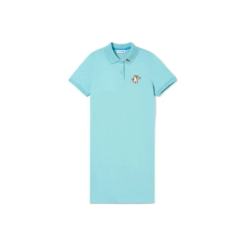 LACOSTE Приливно-голубой Женские Платья с Коротким Рукавом