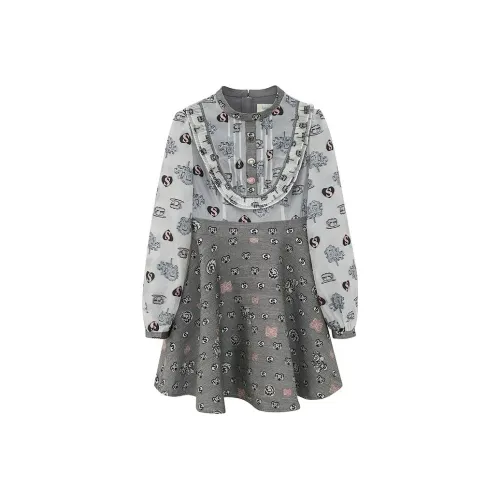 LULUALWAYS Длинное платье с длинными рукавами женское серое