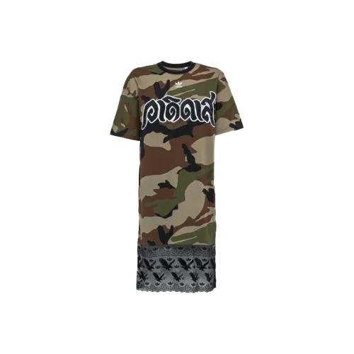 Adidas Originals x Dry Clean Только Короткий рукав Платье Женское Армейский зеленый