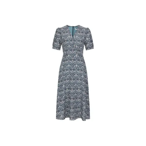 JZ. ANNAKRO Короткий рукав Платье Женское Цветочное Темно-синий