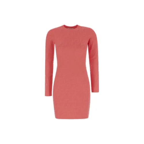 FENDI Розовые Женские Короткие Платья с Рукавами