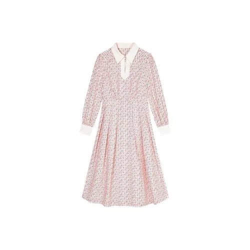 DKNY Длинное платье с длинными рукавами женское розовое