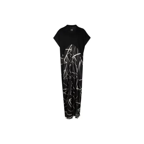 RICK OWENS Black Женские Короткие Платья с Рукавами