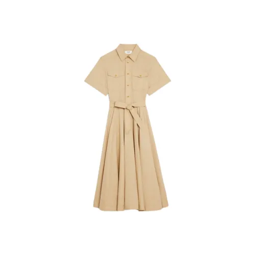 CELINE Бежевые Женские Короткие Платья с Рукавами