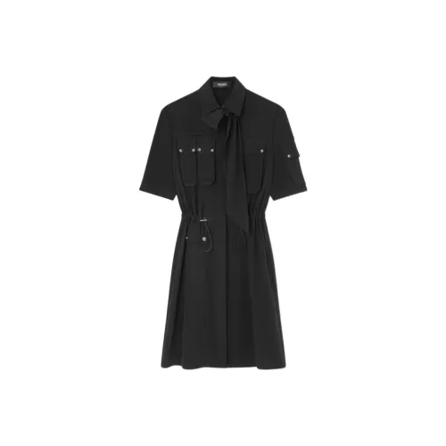 VERSACE Короткое платье с короткими рукавами женское черное