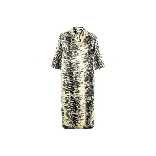 GANNI Желтые Женские Короткие Платья с Рукавами