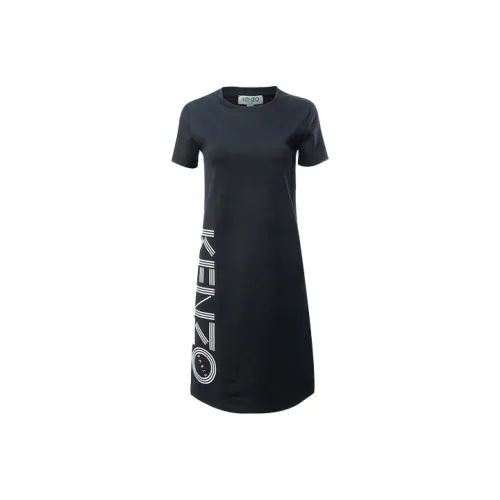 KENZO Черное Женское Короткое Платье с Рукавами