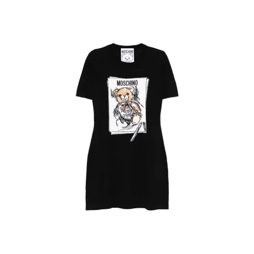 MOSCHINO Черное Женское Короткое Платье с Рукавами