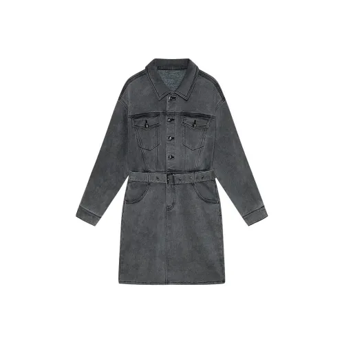 DKNY Длинное платье с длинными рукавами женское темно-серое