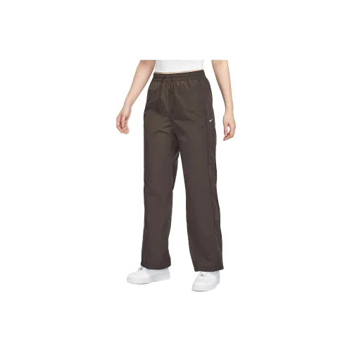 Nike WINDRUNNER Повседневные брюки Женские Сатин Коричневый черный Белый