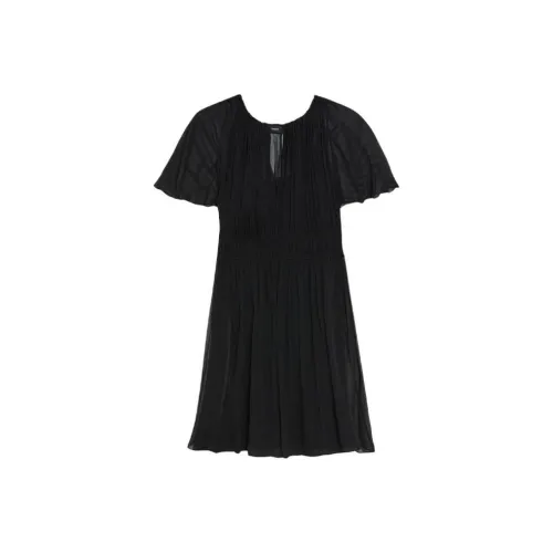 Theory Черное Женское Короткое Платье с Рукавами