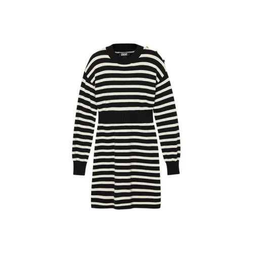 DKNY Черно-белые полосы Женские Длинные рукава Платья