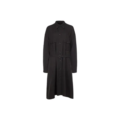 Yohji Yamamoto Черные Женские Длинные Платья с Длинными Рукавами